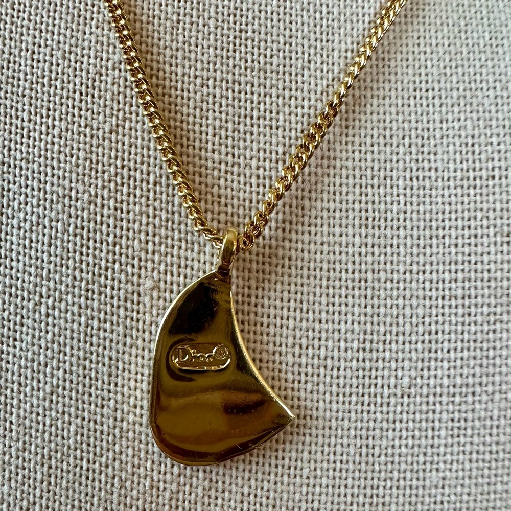 Dior Gold Saddle Pendant Necklace - Picture 5 of 8